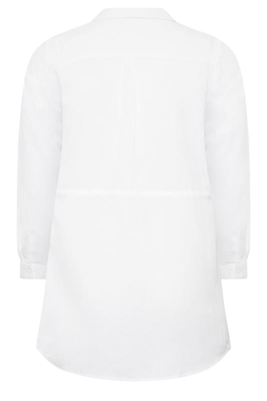 YOURS Curve White Linen Blend Utility Tunic Shirt | Yours Clothing  7