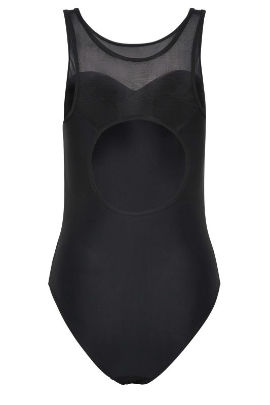 YOURS PETITE Plus Size Black Mesh Contour Swimsuit | Yours Clothing 2