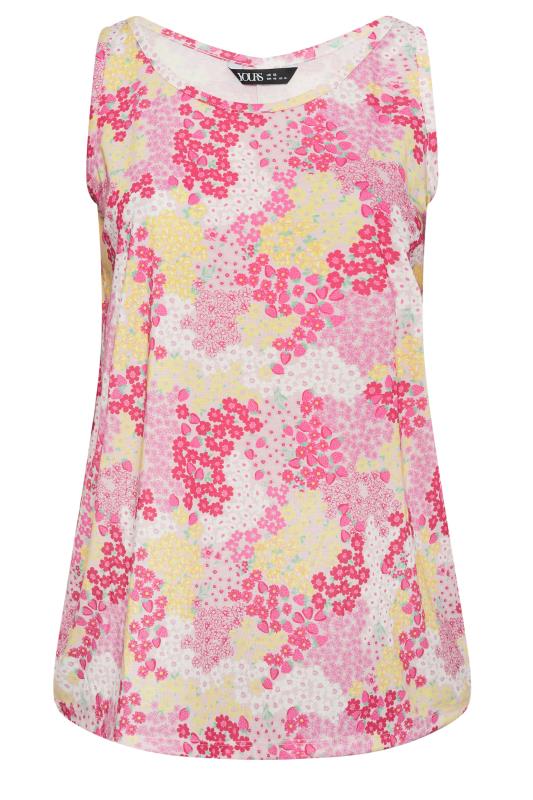 YOURS Plus Size Pink Floral Print Vest Top | Yours Clothing 5