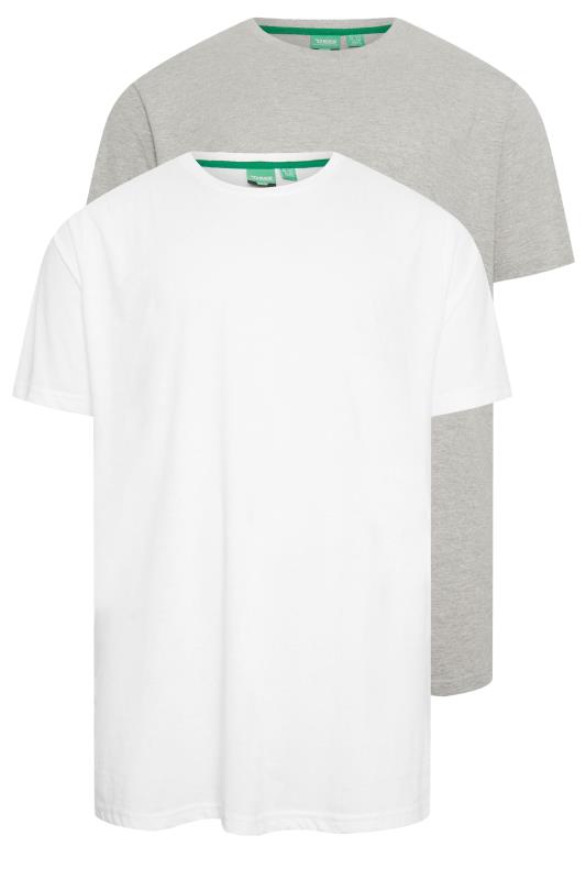 D555 2 PACK Grey & White Crew Neck T-Shirts | BadRhino 3