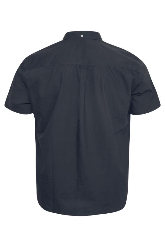 BadRhino Big & Tall Navy Blue Essential Short Sleeve Oxford Shirt 4