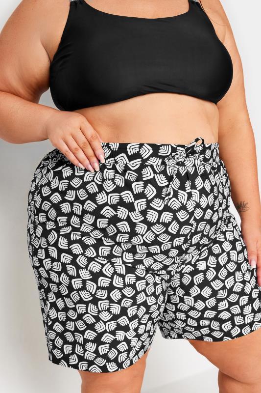 YOURS Plus Size Black Abstract Print Swim Shorts | Yours Clothing 4