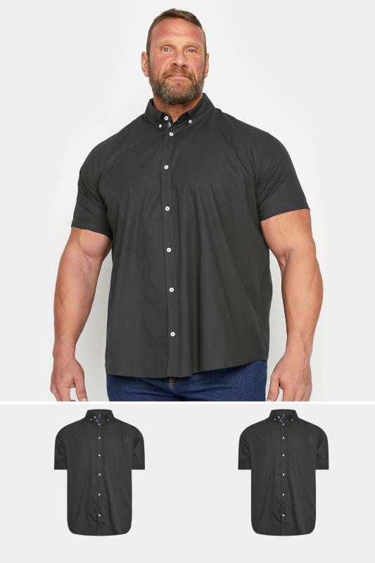 BadRhino Big & Tall Black 2 PACK Poplin Short Sleeve Shirts | BadRhino 1