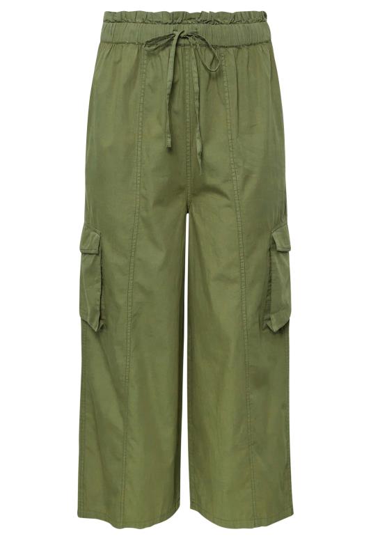 LIMITED COLLECTION Plus Size Khaki Green Cargo Wide Leg Trousers | Yours Clothing 4