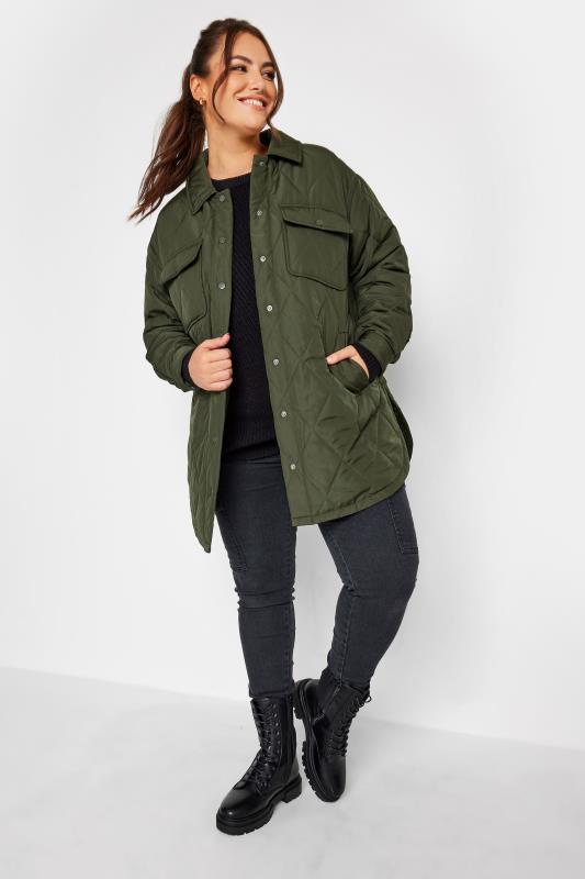 YOURS Plus Size Khaki Green Quilted Jacket | Yours Clothing 3