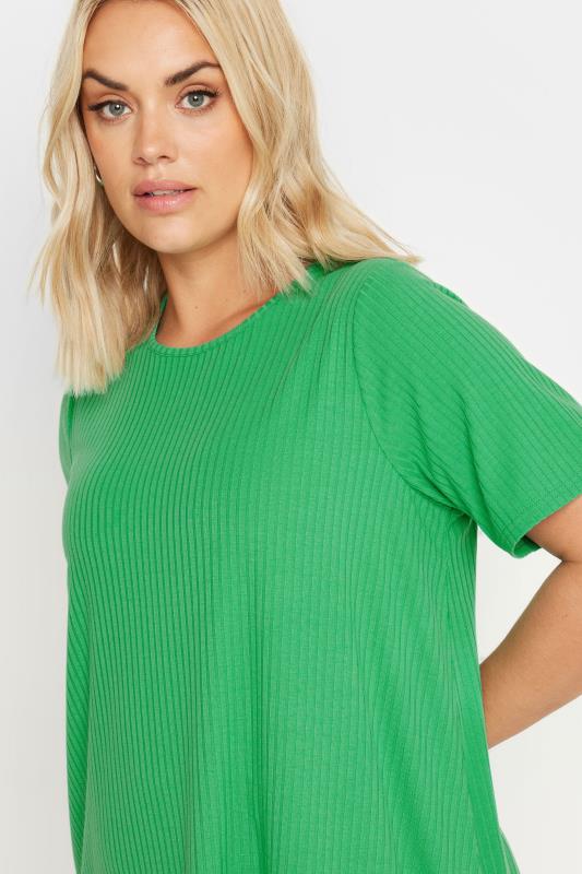 YOURS Plus Size Green Ribbed T-Shirt | Yours Clothing 4