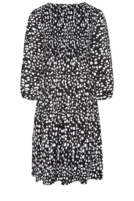 Curve Black Dalmatian Print Balloon Sleeve Midi Dress 7