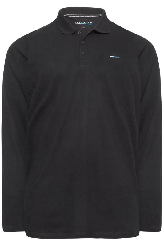 BadRhino Big & Tall Black Essential Long Sleeve Polo Shirt 3