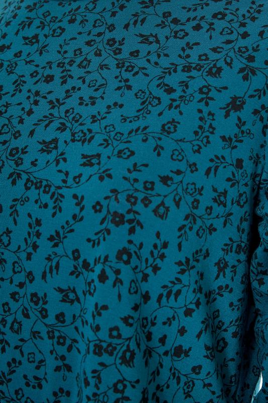 LIMITED COLLECTION Curve Teal Blue Ditsy Print Frill Peplum Top_S.jpg