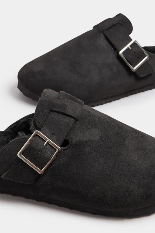 Black Faux Fur Lined Clogs In Extra Wide EEE Fit | Yours Clothing  5