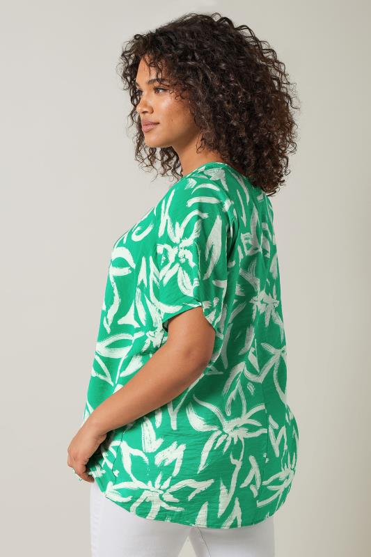 EVANS Plus Size Green Abstract Print Angel Sleeve Top | Evans 4