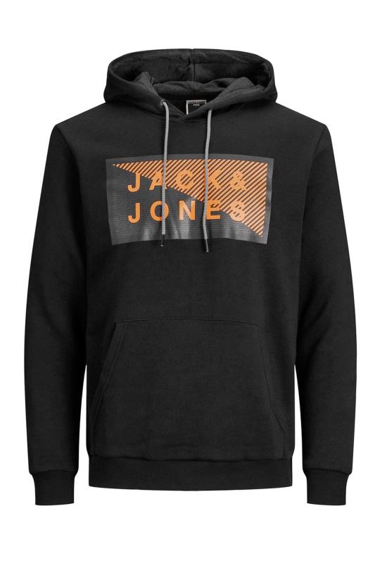 JACK & JONES Big & Tall Black Printed Logo Shawn Hoodie_F.jpg