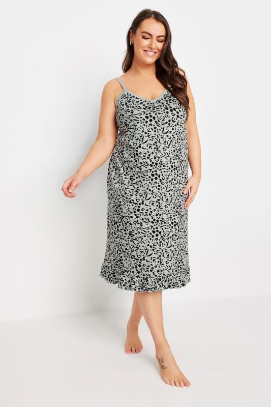 YOURS Plus Size Grey Leopard Print Chemise | Yours Clothing 2