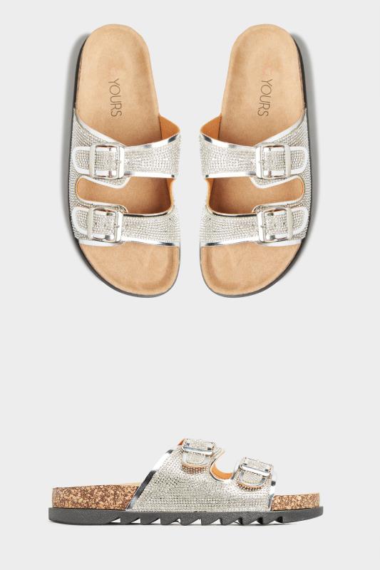 Silver Sparkle Footbed Sandal In Wide Fit_A.jpg