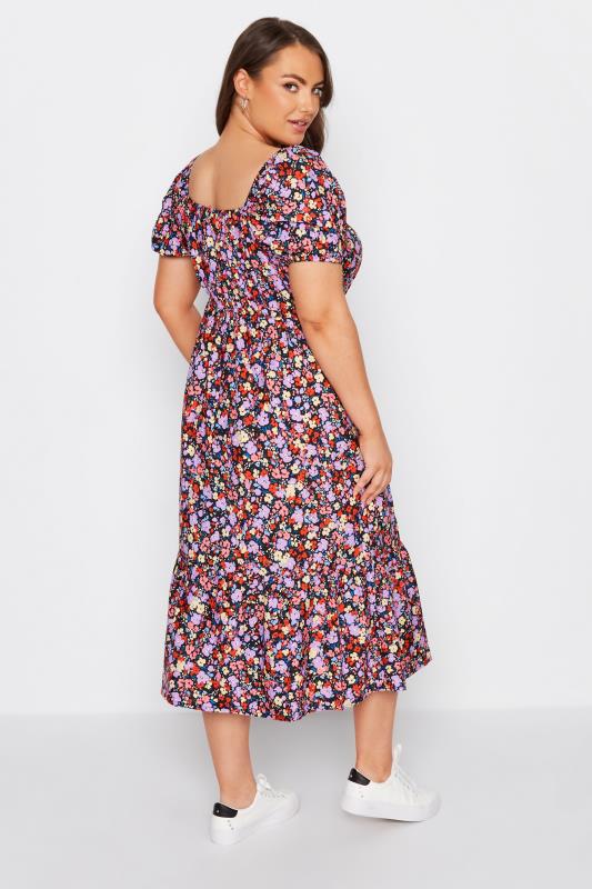 Plus Size Pink Floral Square Neck Midaxi Dress | Yours Clothing 3