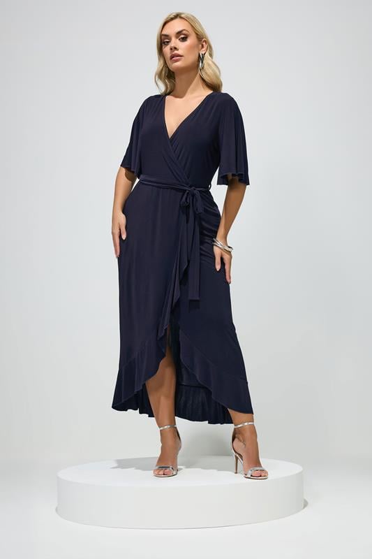 YOURS LONDON Plus Size Navy Blue Wrap Dress | Yours Clothing 1