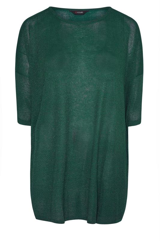 Plus Size Curve Green Glitter Drop Shoulder Knitted Top | Yours Clothing 5