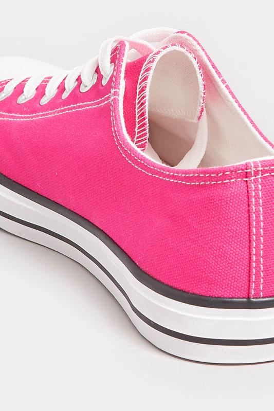Bright Pink Canvas Low Trainers In Wide E Fit | Yours Clothing  4