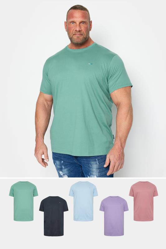  Tallas Grandes BadRhino Green/Blue/Navy/Purple/Pink 5 Pack T-Shirts