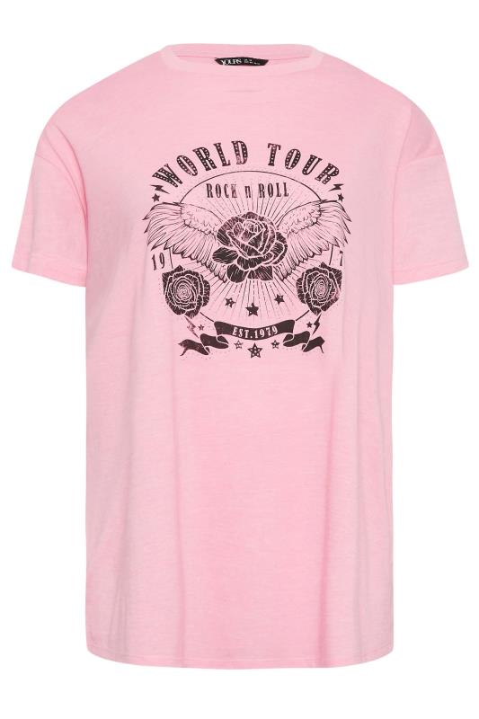 YOURS Plus Size Pink 'World Tour' Studded Print T-Shirt | Yours Clothing 6