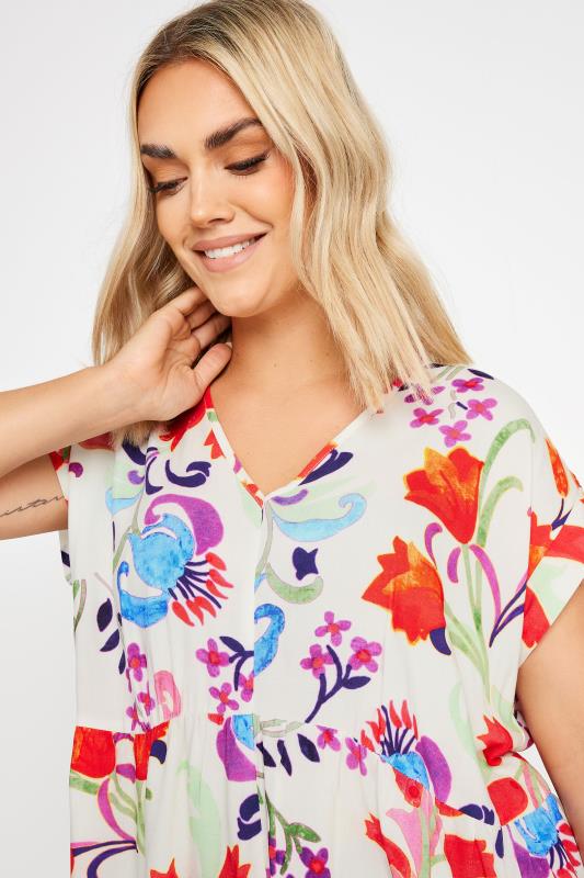YOURS Curve White Floral Print Tunic Top | Yours Clothing 4