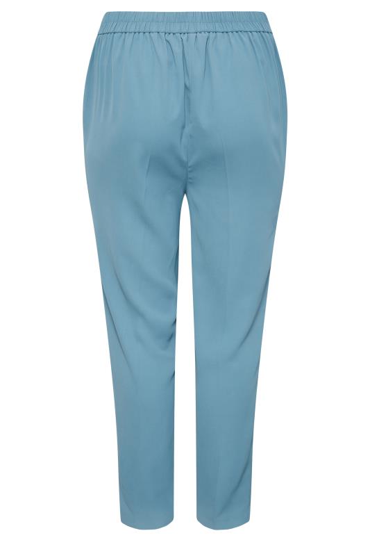 YOURS Plus Size Blue Double Belted Tapered Trousers | Yours Clothing 7