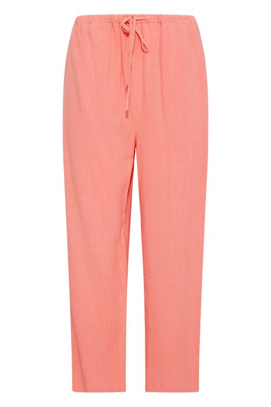 LTS Tall Coral Pink Linen Blend Cropped Trousers 4