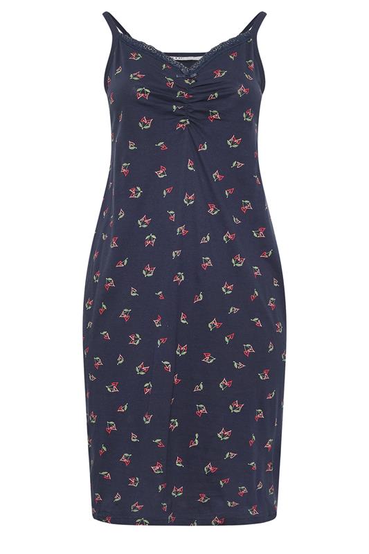 YOURS Plus Size Navy Blue Cherry Heart Chemise Nightdress | Yours Clothing 5