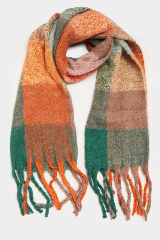 Tall  Yours Orange Check Print Super Soft Scarf
