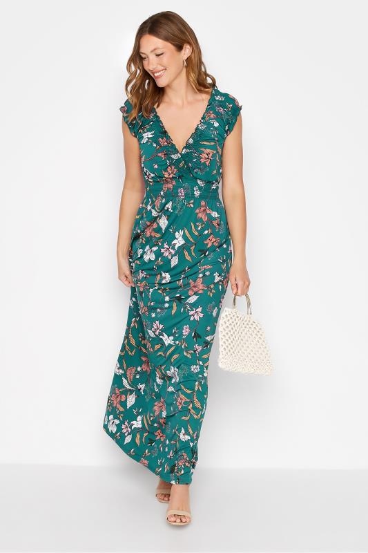 LTS Tall Teal Green Floral Print Maxi Dress 2