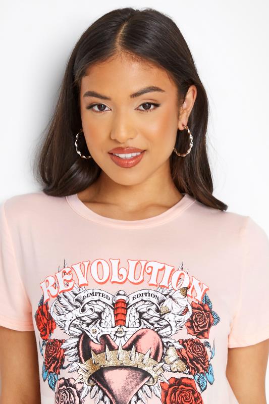 Petite Blush Pink 'Revolution' Slogan T-Shirt 4