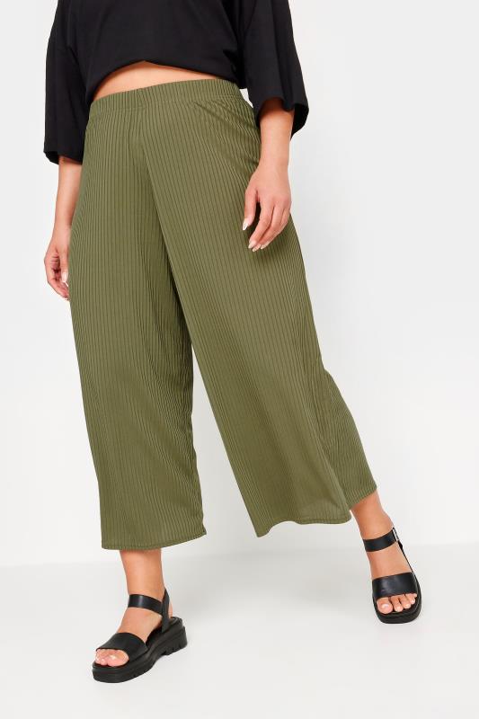 Plus Size  LIMITED COLLECTION Curve Khaki Green Ribbed Culottes