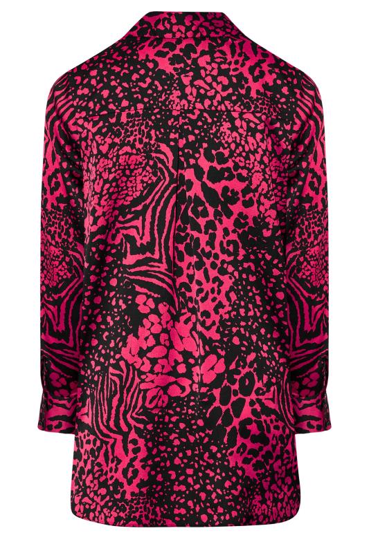 YOURS LONDON Plus Size Pink Mixed Animal Print Satin Shirt | Yours Clothing 7