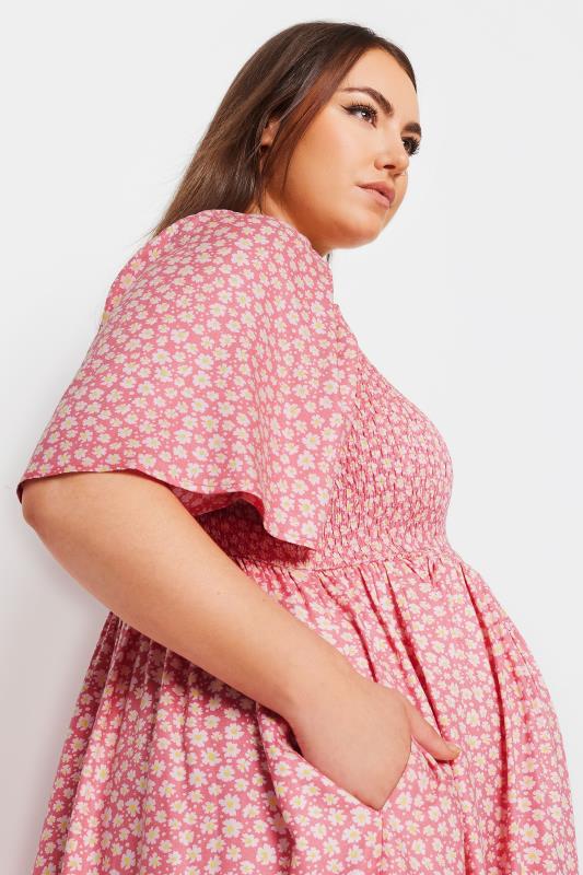 BUMP IT UP MATERNITY Plus Size Pink Floral Print Midaxi Dress | Yours Clothing 4