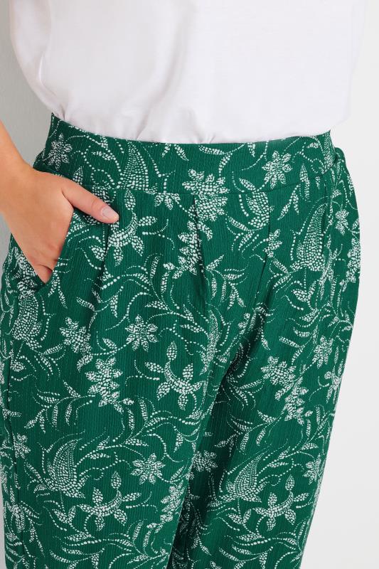 YOURS Plus Size Green Leaf Print Double Pleat Trousers | Yours Clothing  4