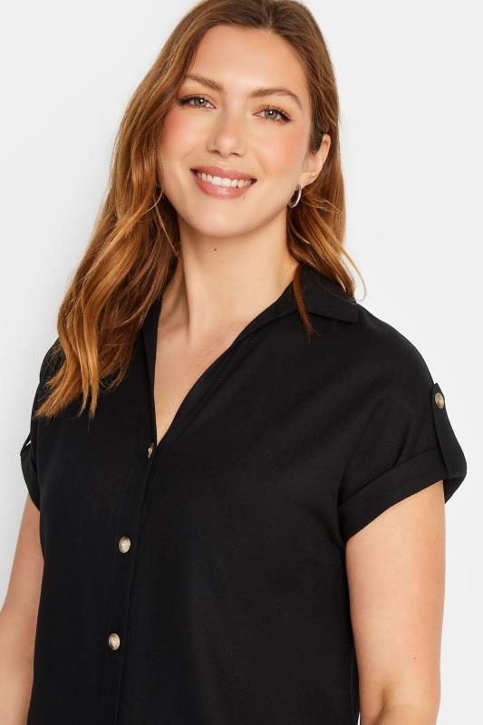 LTS Tall Women's Black Linen Button Through Shirt Dress | Long Tall Sally  4