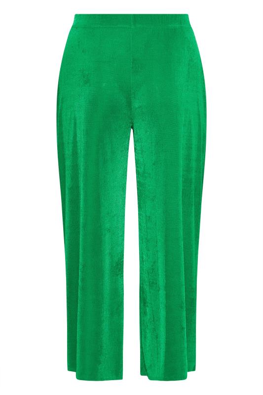 Plus Size Bright Green Slinky Wide Leg Trousers | Yours Clothing  6