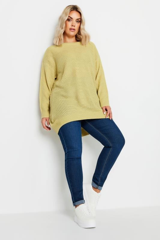 YOURS Plus Size Light Green Essential Long Sleeve Knitted Jumper | Yours Clothing 3