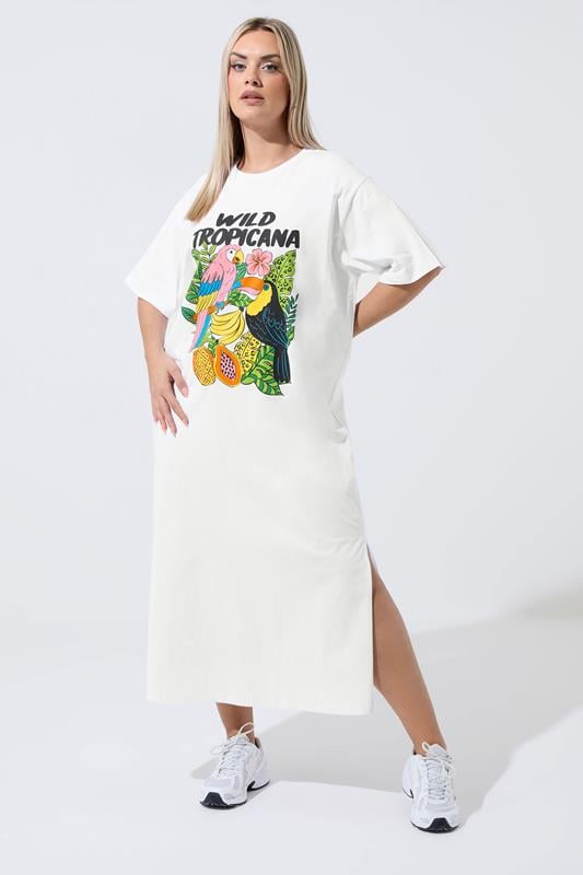  LIMITED COLLECTION vestido camisero playero tropical blanco