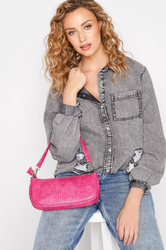 Plus Size Hot Pink Woven Shoulder Bag | Yours Clothing 2