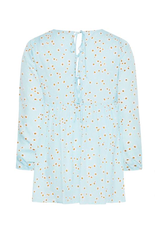LIMITED COLLECTION Plus Size Blue Daisy Print V-Neck Smock Blouse | Yours Clothing 7
