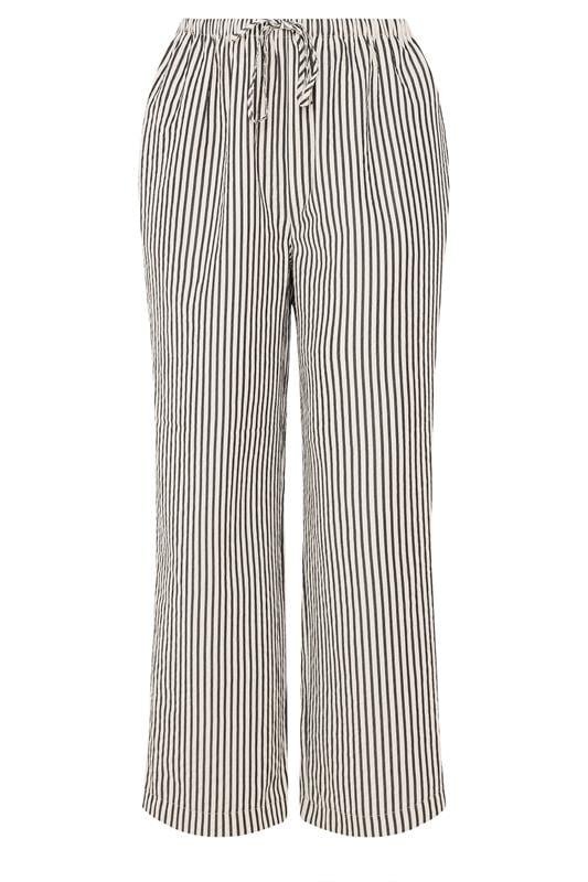 YOURS Plus Size Cream & Black Stripe Trousers | Yours Clothing 5