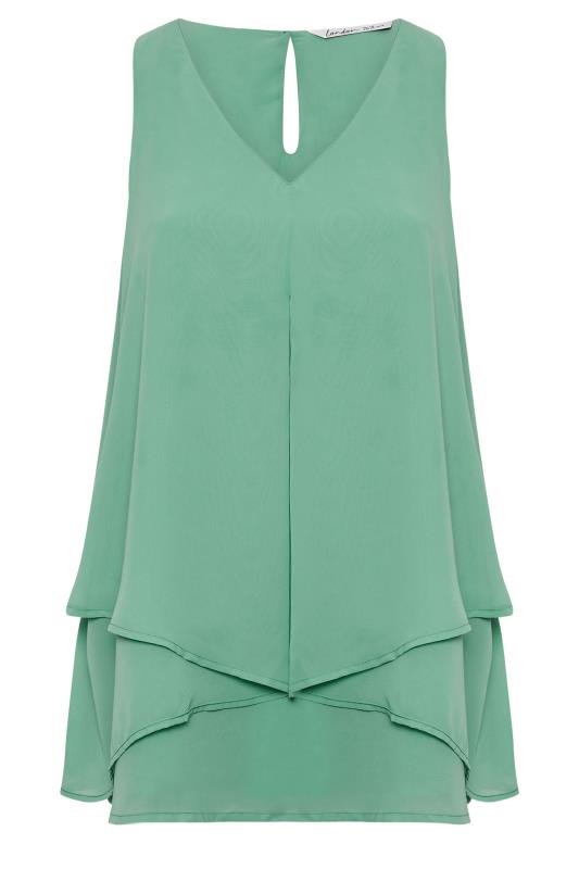 YOURS LONDON Plus Size Green Layered Sleeveless Blouse | Yours Clothing 5