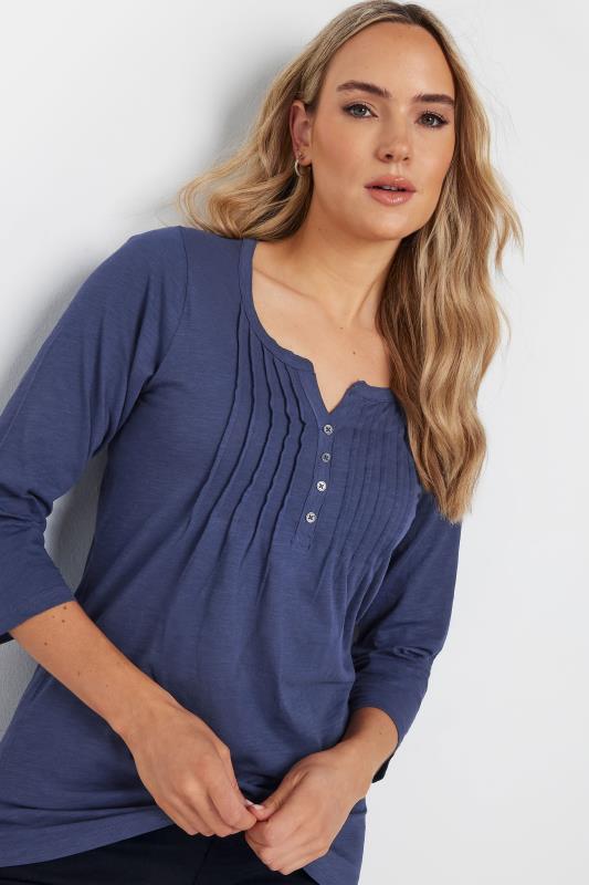 Tall Women's LTS MADE FOR GOOD Blue Henley Top | Long Tall Sally 4