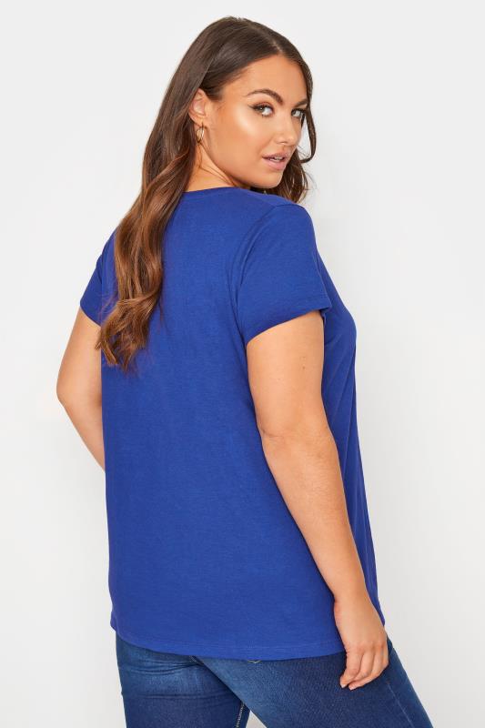 Curve Royal Blue Short Sleeve Basic T-Shirt 3