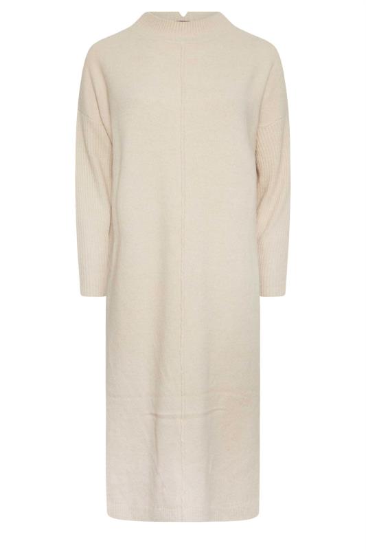 YOURS Plus Size Cream Front Seam Detail Knitted Jumper Dress | Yours Clothing 7