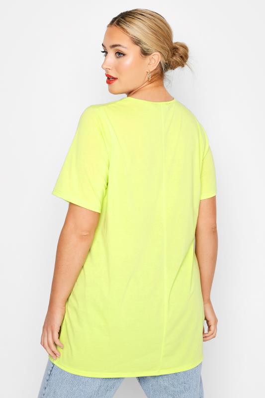 LIMITED COLLECTION Plus Size Lime Green Exposed Seam T-Shirt | Yours Clothing  3