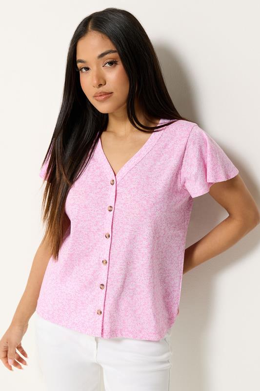  M&Co Petite Chemise à manches courtes en coton rose