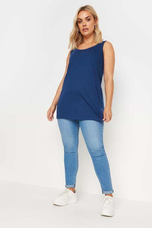 YOURS Plus Size Blue Core Vest Top | Yours Clothing 2