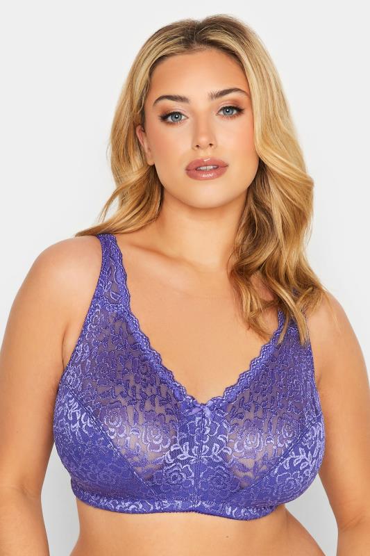 Plus Size  YOURS Purple Hi Shine Lace Non-Padded Non-Wired Full Cup Bra
